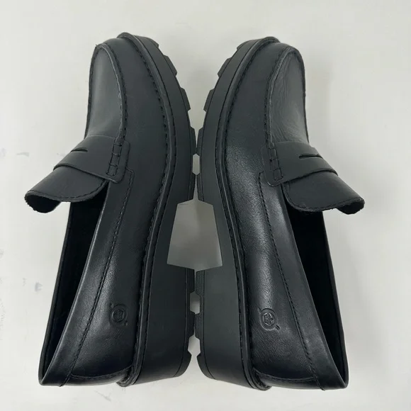 New Born - Carrera Leather Lug Sole Platform Penny Loafers size 9.5M - Picture 6 of 15